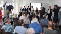 Vorstellung der auf fünf reduzierten Grobtrassen für den Brenner-Nordzulauf in Rosenheim mit Dr. Hans Reichhart (CSU), Staatsminister für Wohnen, Bau und Verkehr im Kabinett Söder II, und Andreas Scheuer (CSU), Bundesminister für Verkehr und digitale Infrastruktur im Kabinett Merkel IV. Foto: Olaf Konstantin Krueger